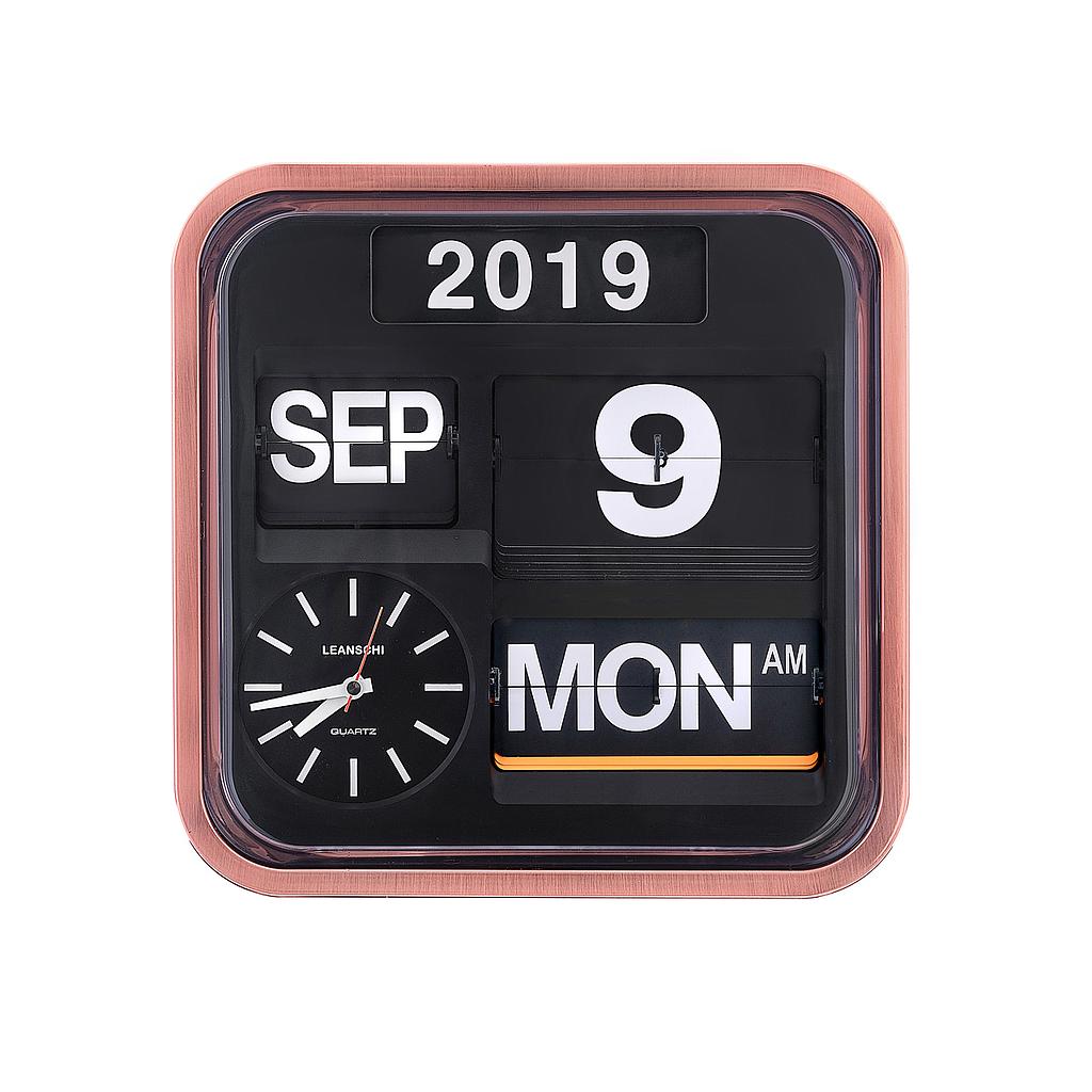 LEANSCHI Wand-Uhr und  mechanischer Jahreskalender | Kupfer-Design
